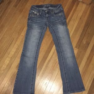 Medium Wash Blue Jeans with Jeweled Pockets